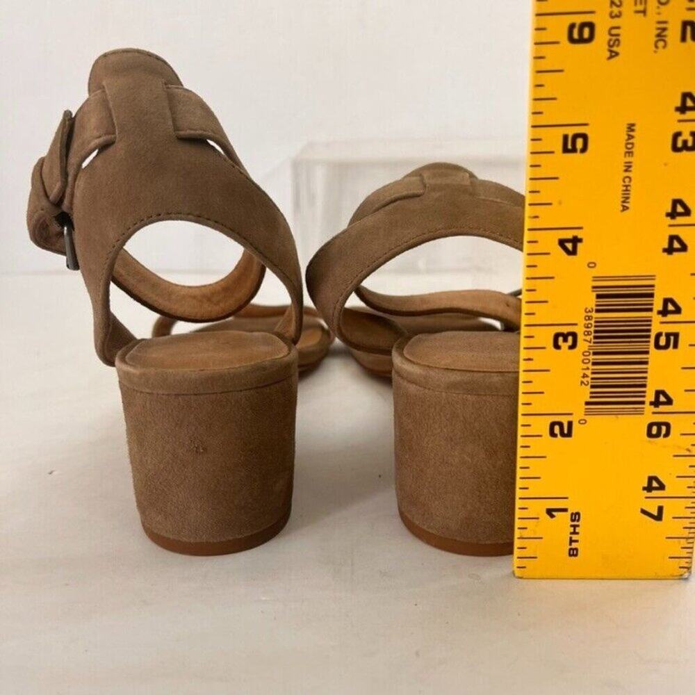 Madewell Sandals Womens 9.5 The Alice Suede Leather Tan Block Heel Ankle Strap - Picture 10 of 14